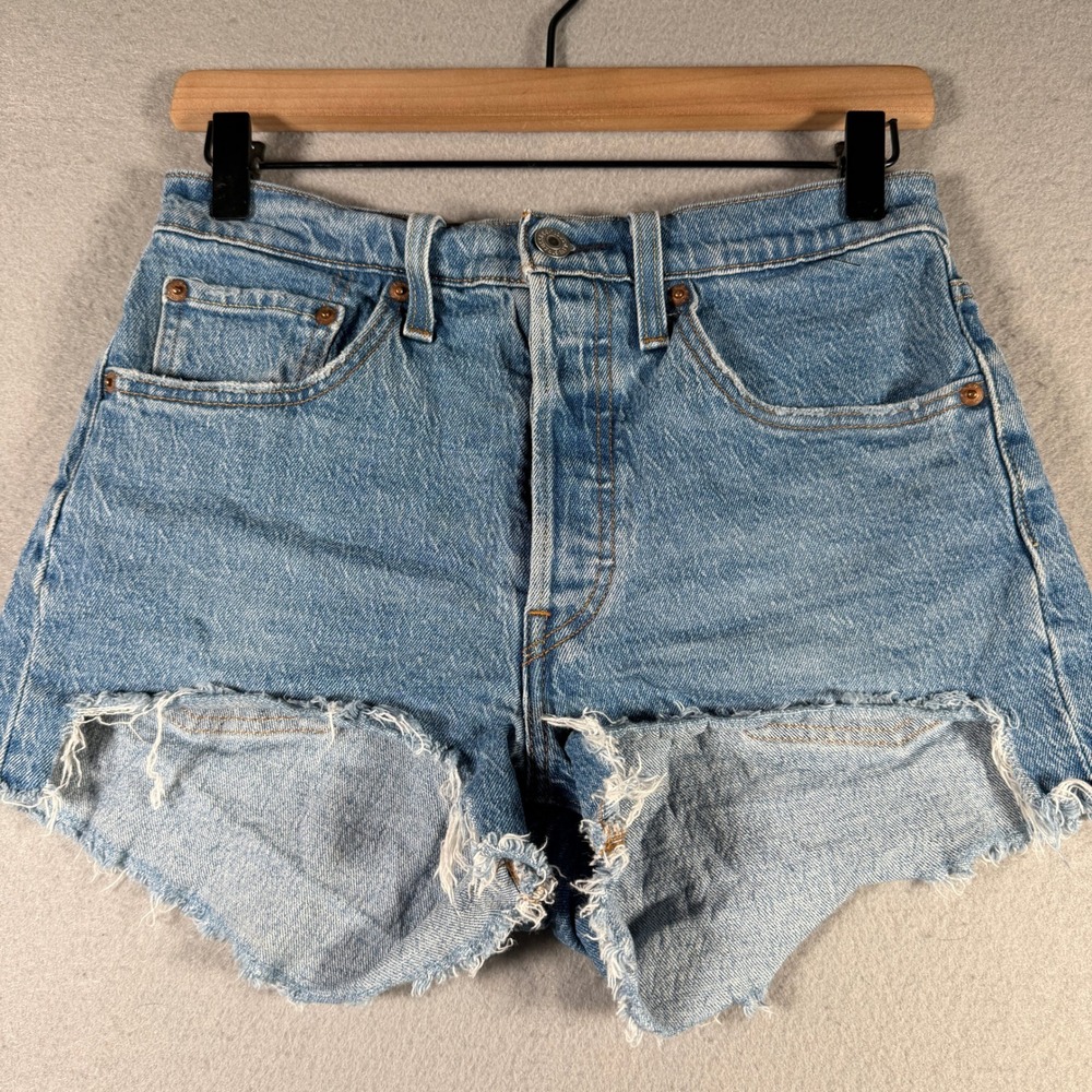 Levis 501 Original High Rise Cut Off Denim Shorts Blue W26 56327-0251